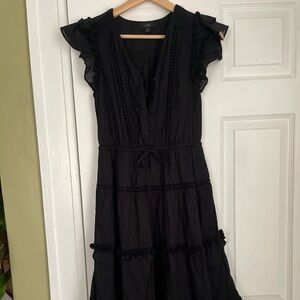 J Crew Black Ruffled Dress